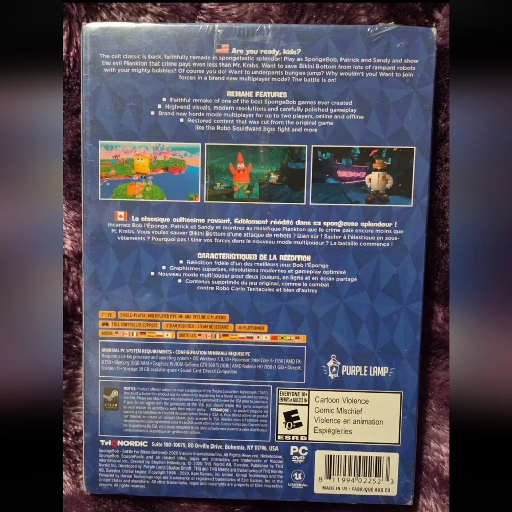 Spongebob Squarepants: Battle for Bikini Bottom - Rehydrated PC Game New, Sealed